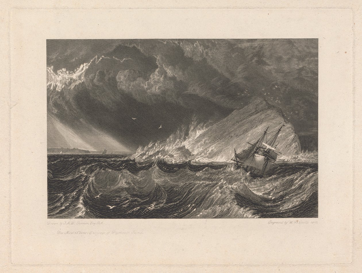 De Mewstone, Ingang van Plymouth Sound door William Bernard Cooke