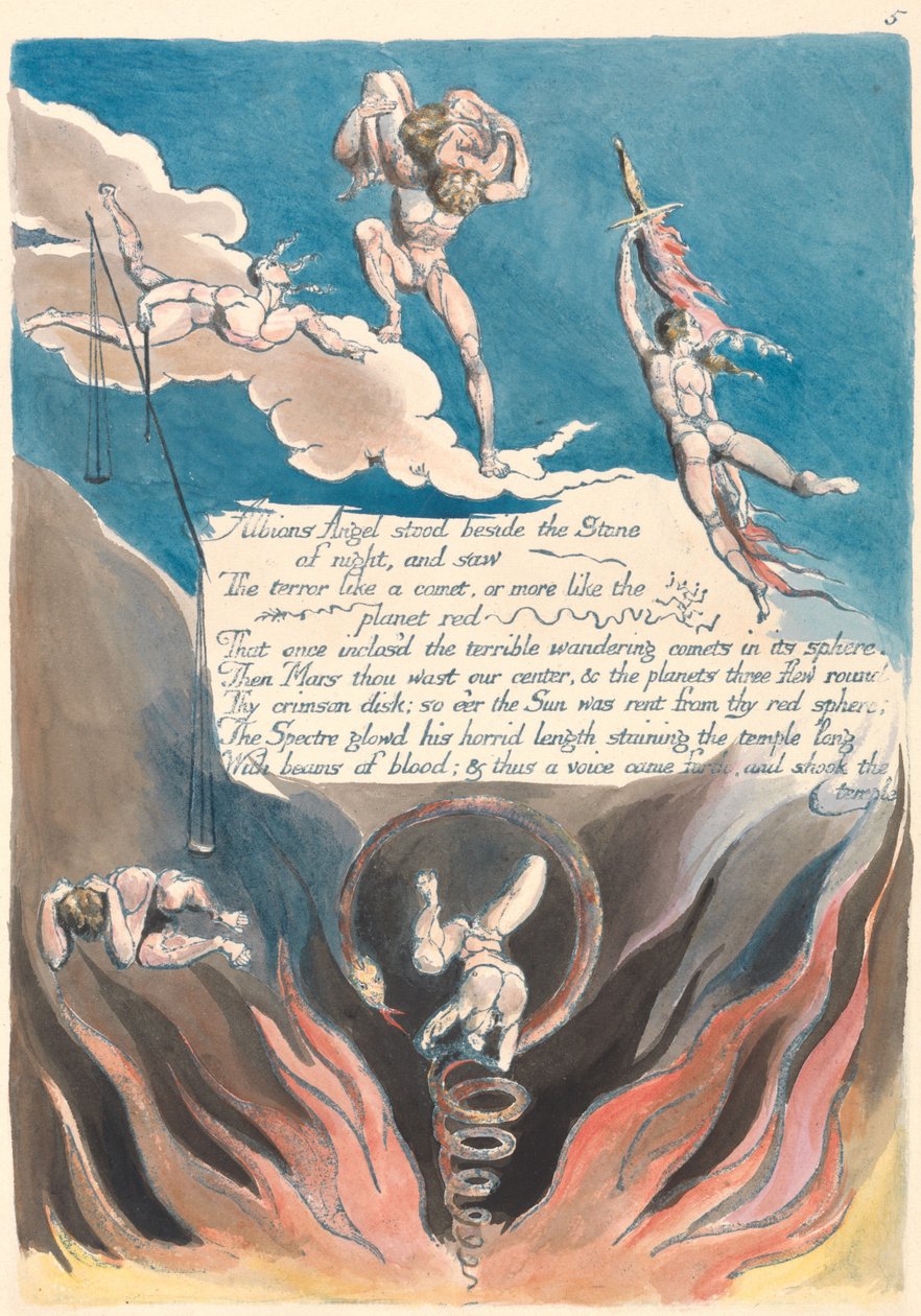 Albions Engel stand neben dem Stein der Nacht und sah... (Platte 7) door William Blake