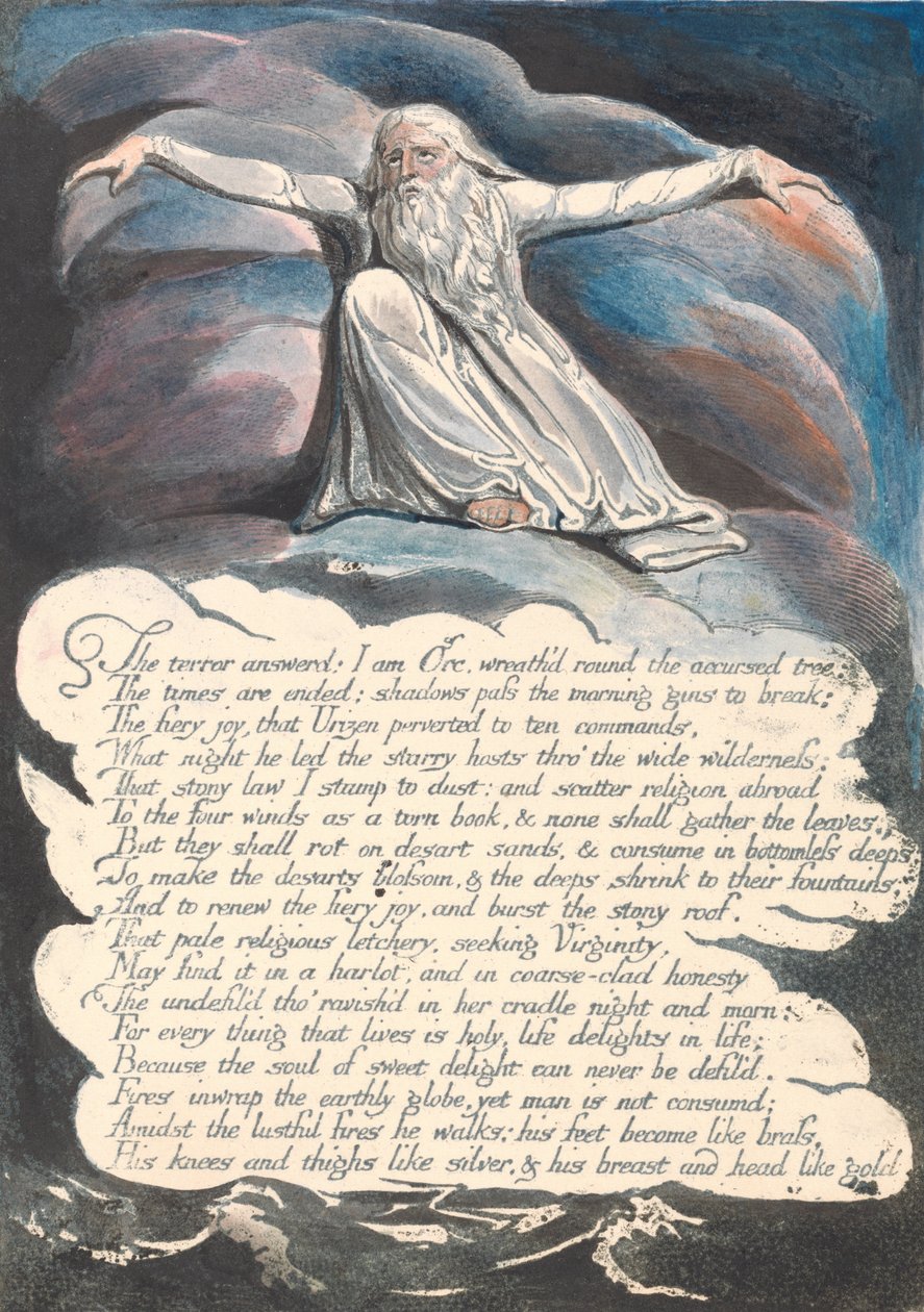Amerika. Een Profetie, Plaat 10, Het Antwoord van de Angst... door William Blake