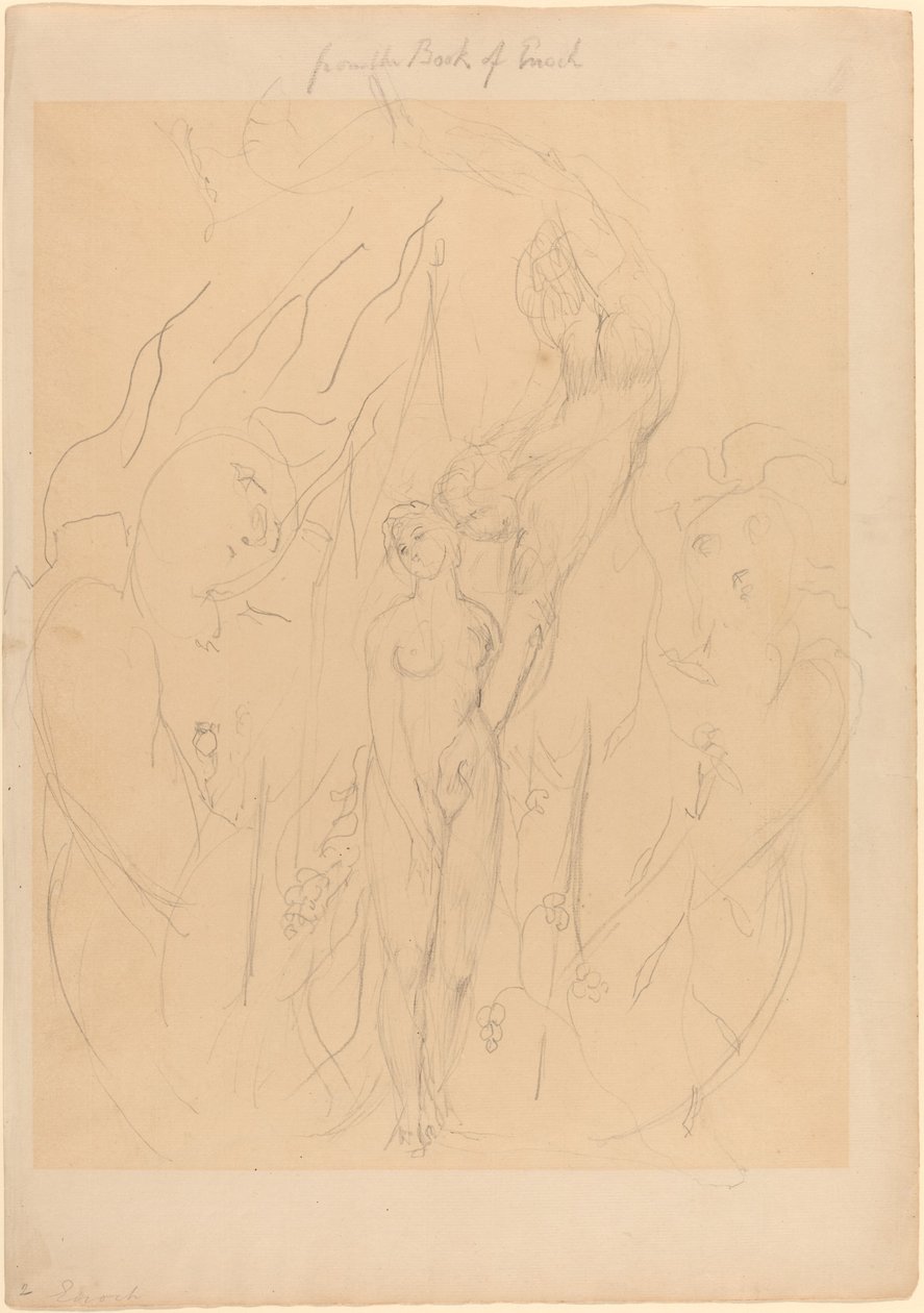 Een engel die een dochter van de mensen de geheimen van de zonde leert door William Blake