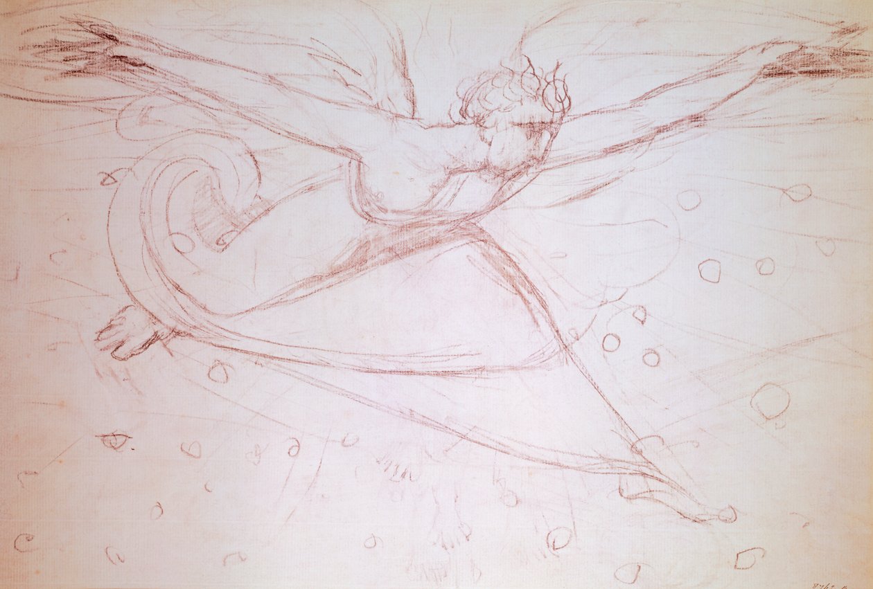 Engel wandelend, tekening door William Blake (1757-1827) door William Blake