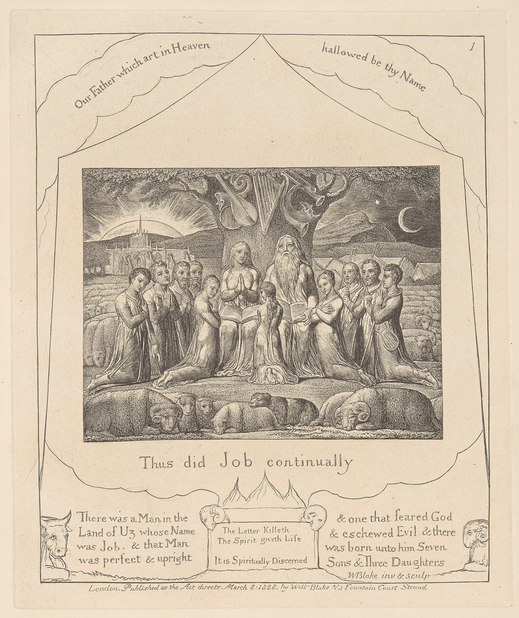 Boek van Job, Plaat 1, Job en Zijn Familie door William Blake