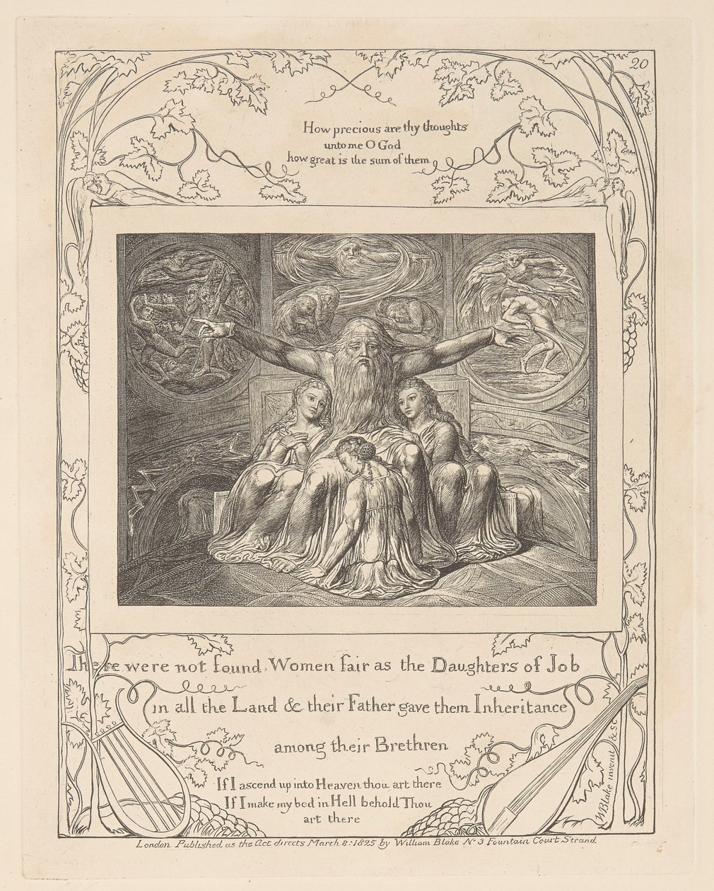 Boek van Job, plaat 20, Job en zijn dochters door William Blake