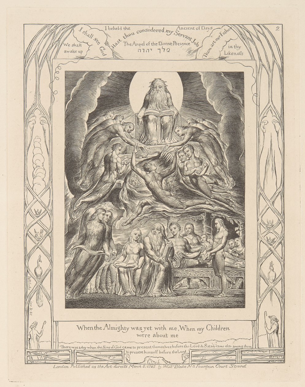 Boek van Job, Plaat 2, Satan voor de Troon van God door William Blake