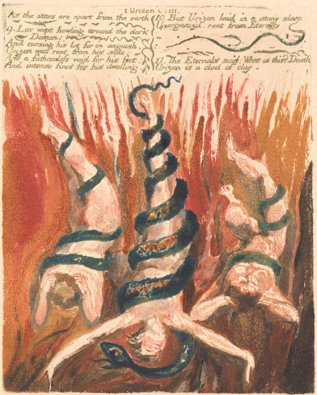 Het Eerste Boek van Urizen, Plaat 7, "Zoals de sterren verwijderd zijn van de aarde..." (Bentley 6) door William Blake