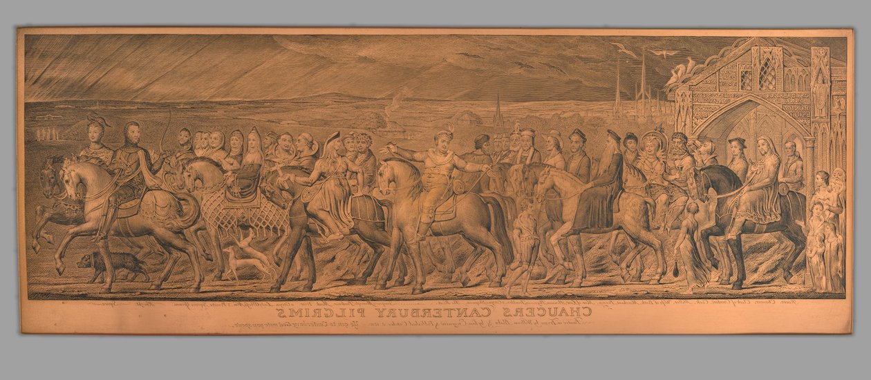 Kupferplatte für Chaucers Canterbury Pilger door William Blake
