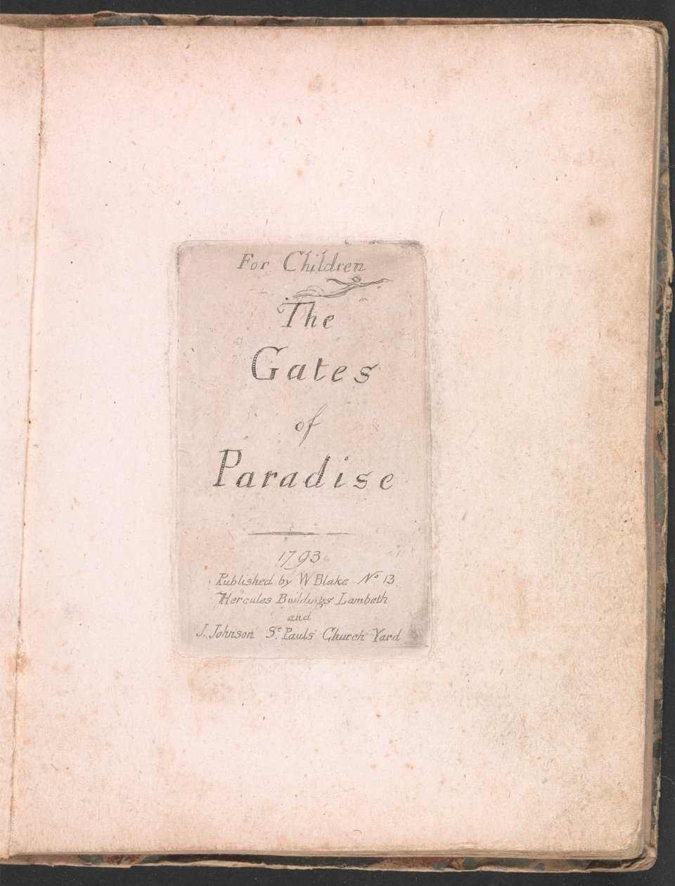 Voor kinderen. De poorten van het paradijs, Plaat 2, Titelpagina door William Blake