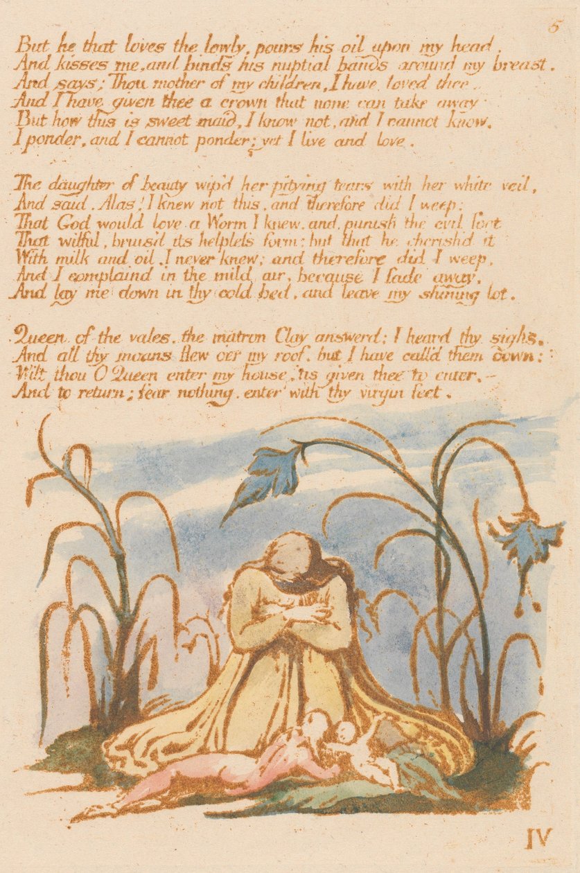 Het Boek van Thel, Plaat 7, "Maar hij die de nederige liefheeft . . . ." door William Blake