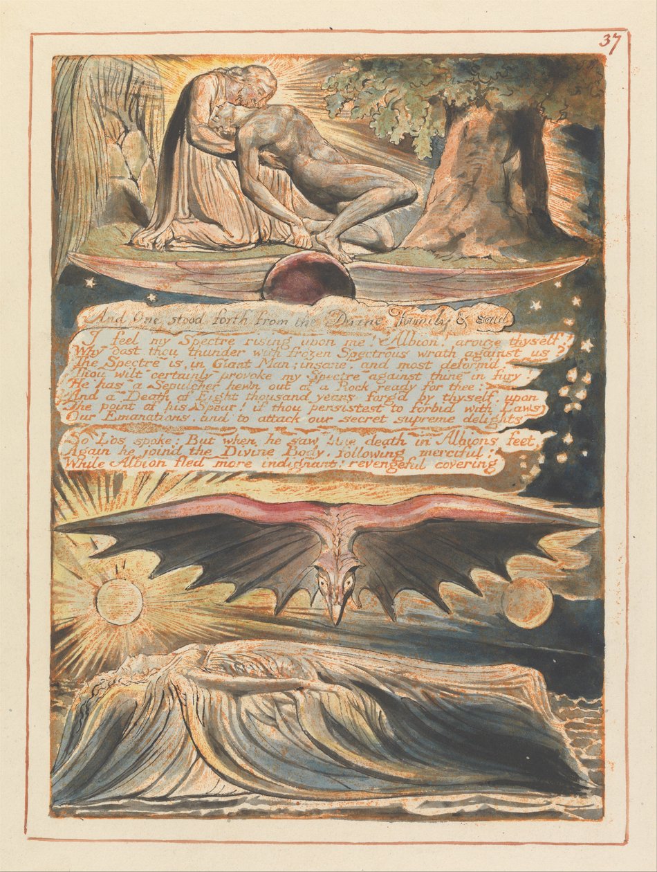 Jeruzalem, Plaat 37, En Eén trad naar voren... door William Blake