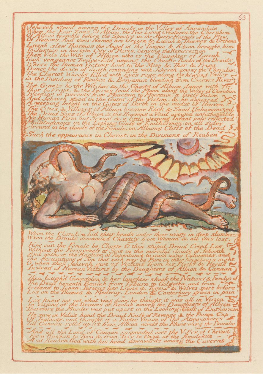 Jeruzalem, Plaat 63, Jehovah stond tussen de Druïden.... door William Blake
