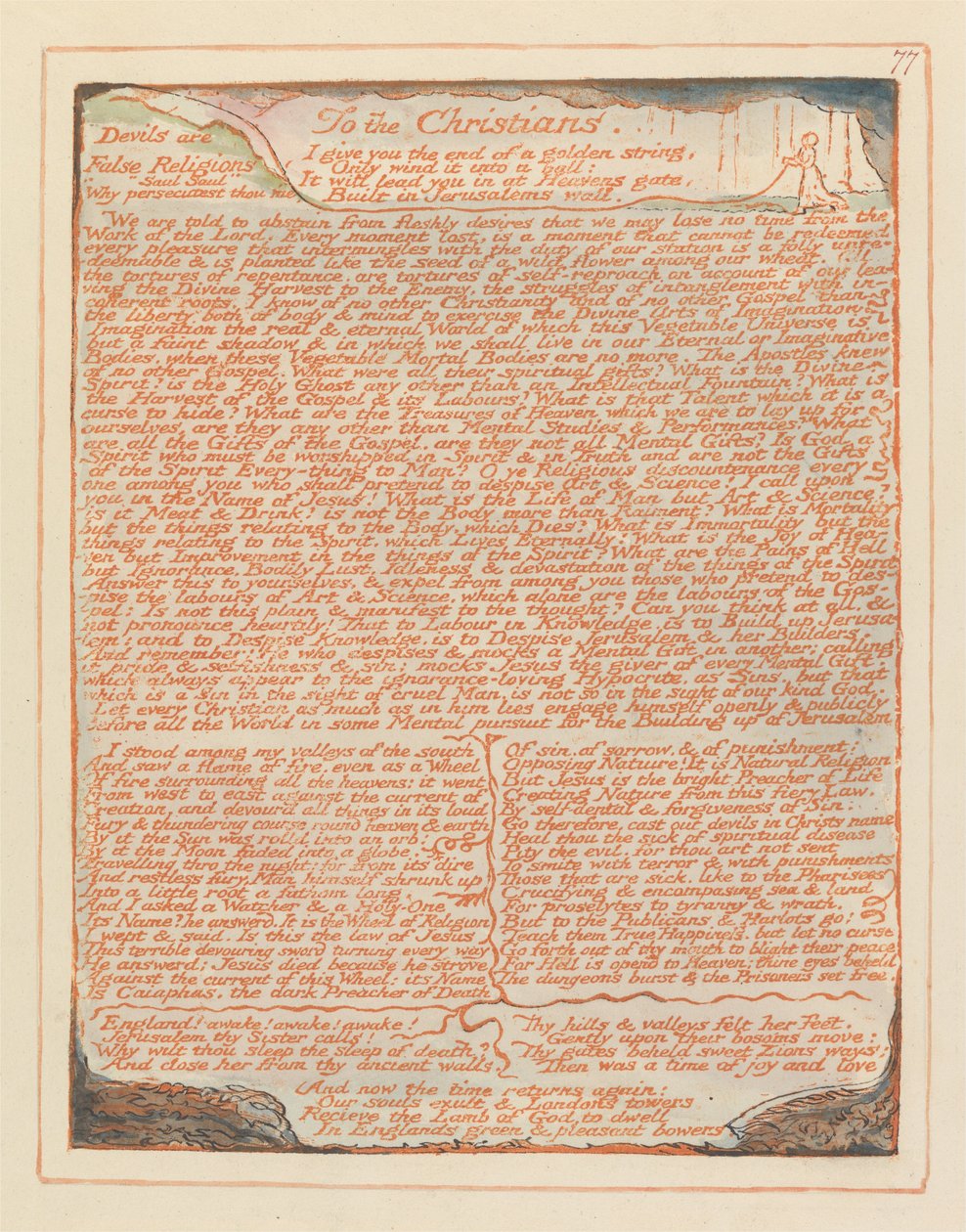 Jeruzalem, Plaat 77, Aan de Christenen.... door William Blake