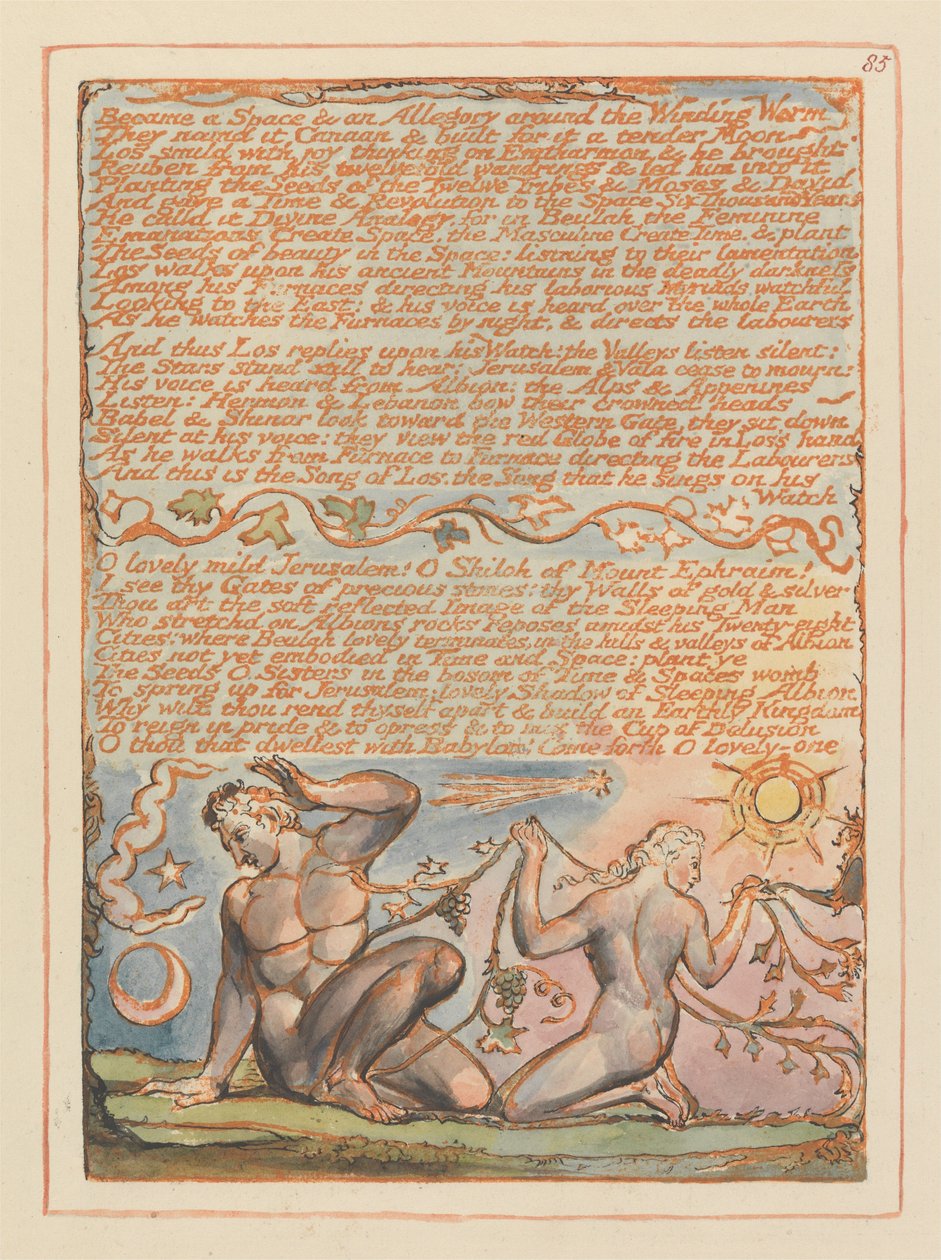 Jeruzalem, Plaat 85, Werd een ruimte en een allegorie.... door William Blake
