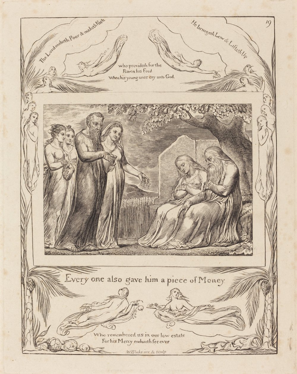 Job ontvangt liefdadigheid door William Blake