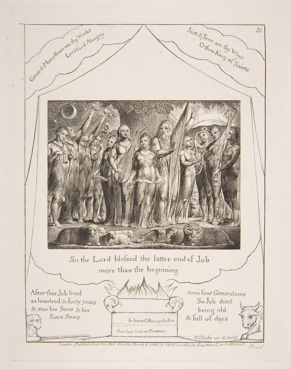 Job en zijn Vrouw hersteld tot Welvaart, uit Illustraties van het Boek Job door William Blake