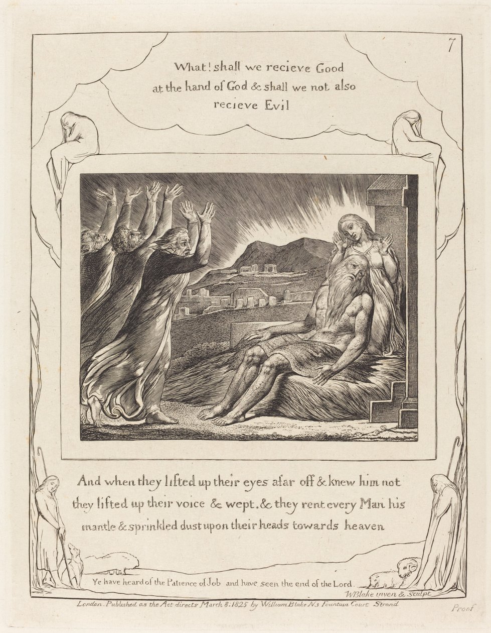 Jobs troosters, 1825 door William Blake