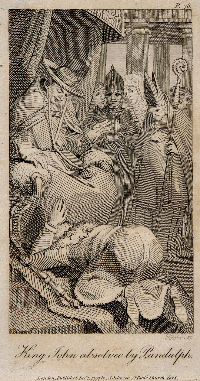 Koning Jan vergeven door Pandulph Na Henry Fuseli, 1798 door William Blake