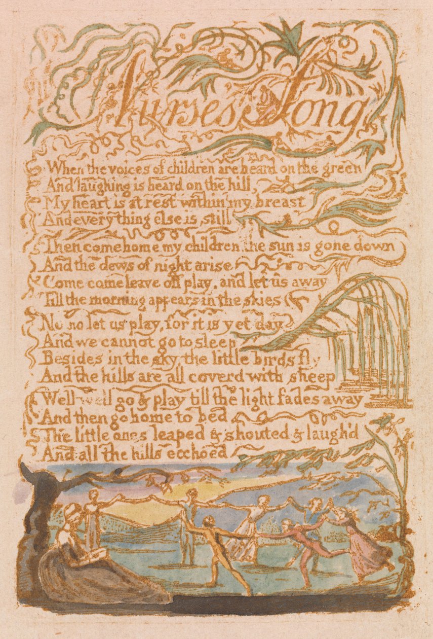 Lied der Amme (Platte 22) door William Blake