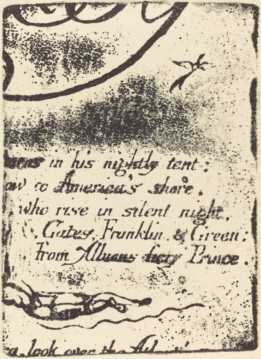 Herdruk van fragment van geannuleerde plaat voor "A Prophecy" door William Blake