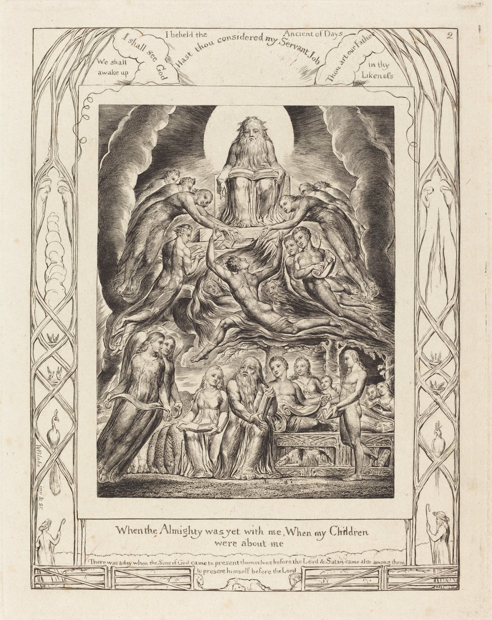Satan voor de troon van God door William Blake
