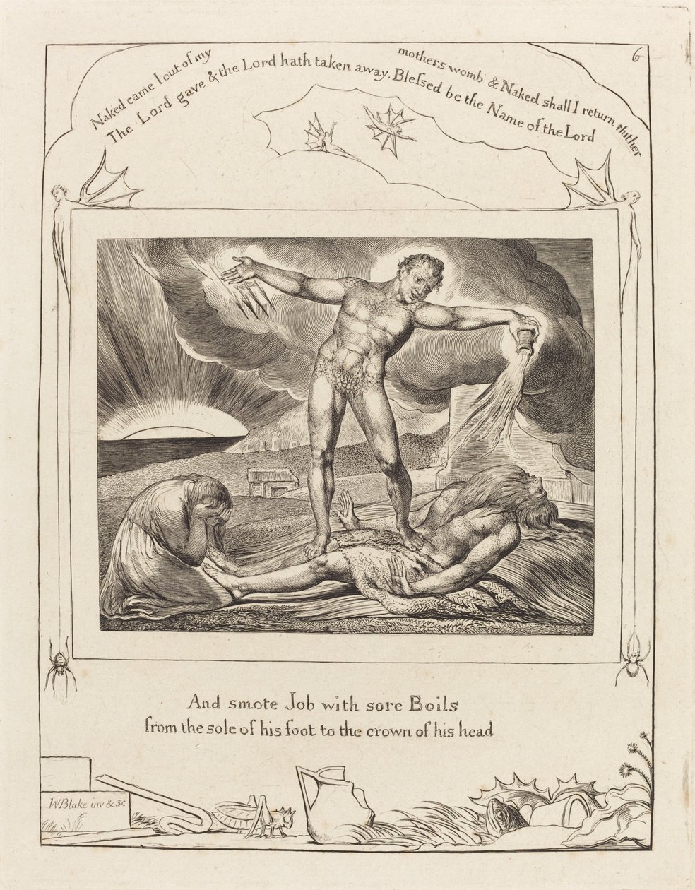 Satan slaat Job met zweren door William Blake