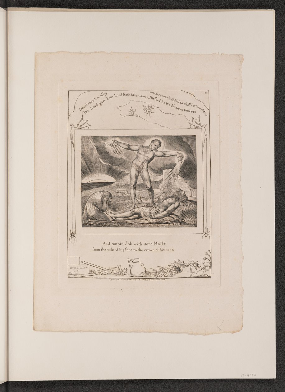 Satan Slaat Job met Zweren door William Blake