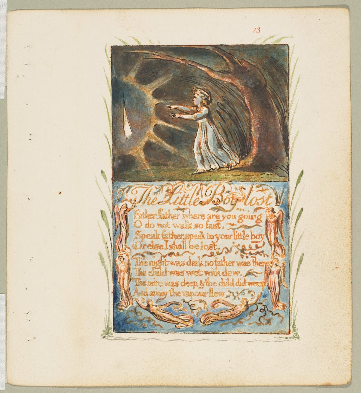 Songs of Innocence and of Experience: Little Boy Lost, ca. 1825 door William Blake