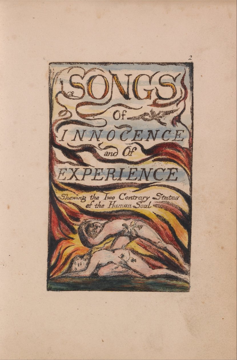 Liederen van Onschuld en Ervaring, Plaat 2, Gecombineerde Titelpagina (Bentley 1) door William Blake