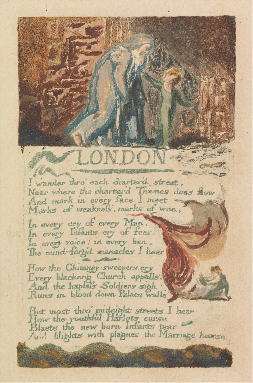 Liederen van Onschuld en Ervaring, Plaat 39, Londen (Bentley 46) door William Blake