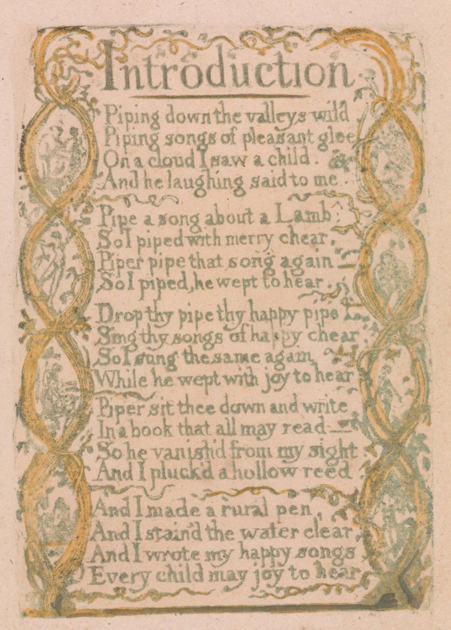 Songs of Innocence and of Experience, Plaat 3, "Inleiding" (Bentley 4) door William Blake