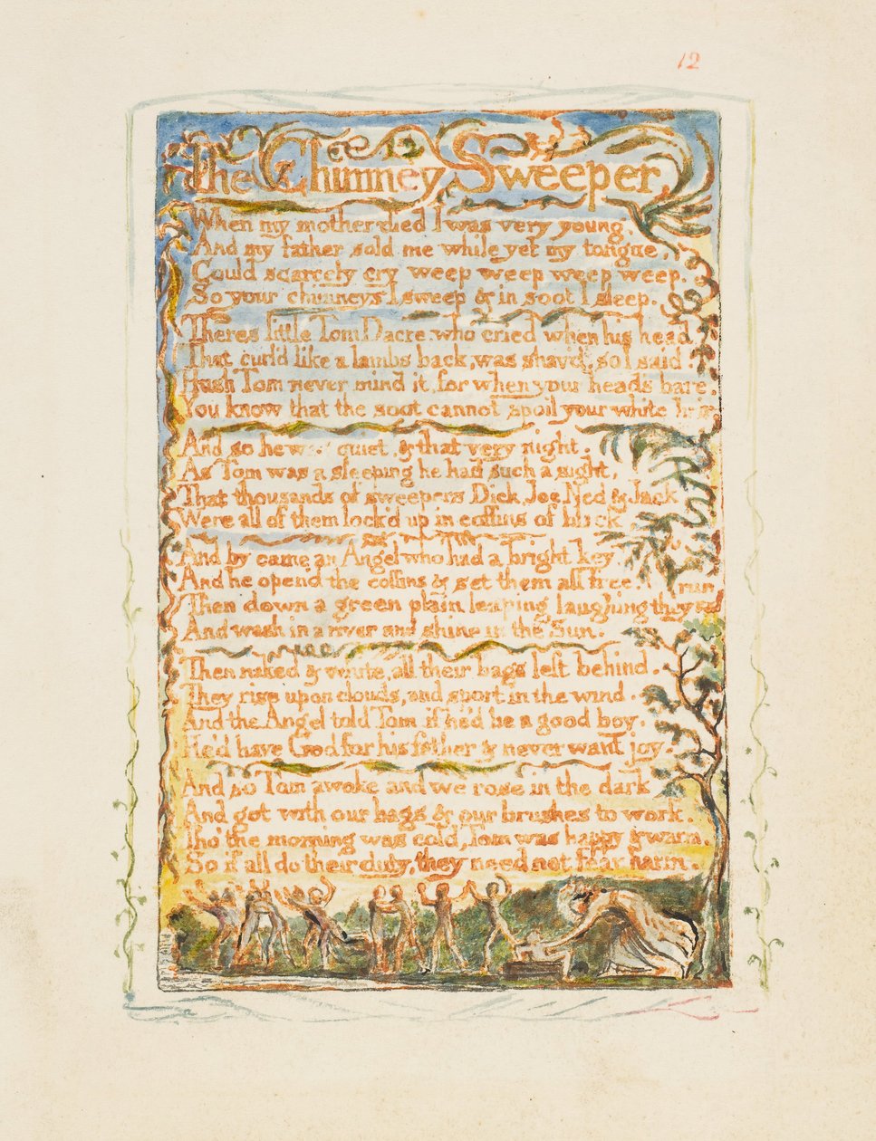 Songs of Innocence and of Experience: De Schoorsteenveger, ca. 1825 door William Blake