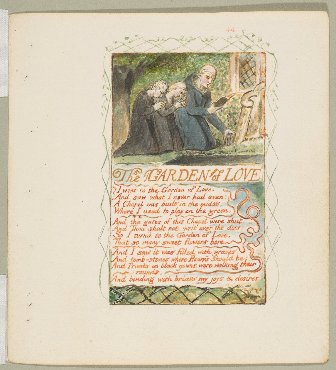Liederen van Onschuld en Ervaring: De Tuin van Liefde, ca. 1825 door William Blake