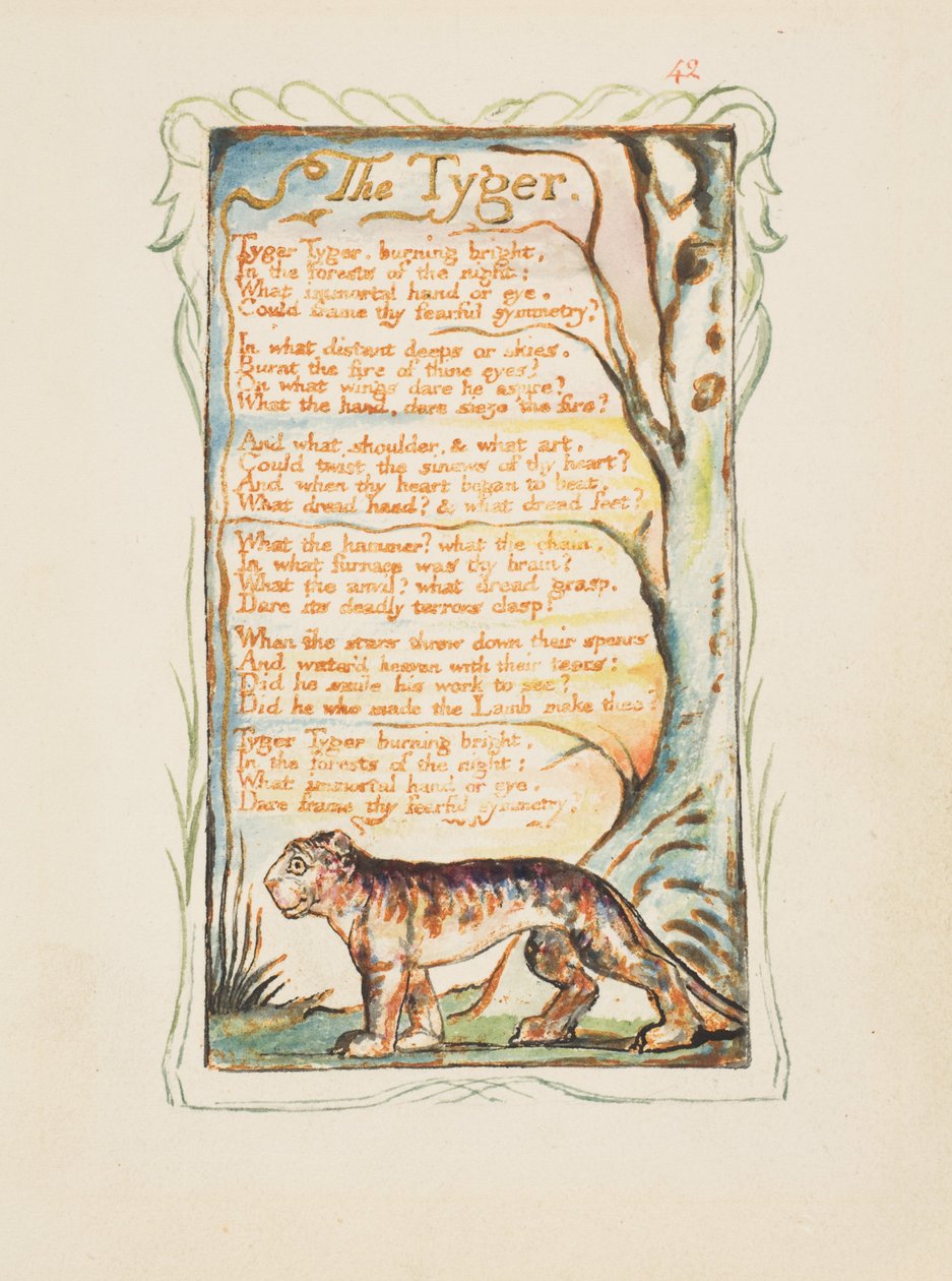 Liederen van onschuld en ervaring: De tijger, ca. 1825 door William Blake