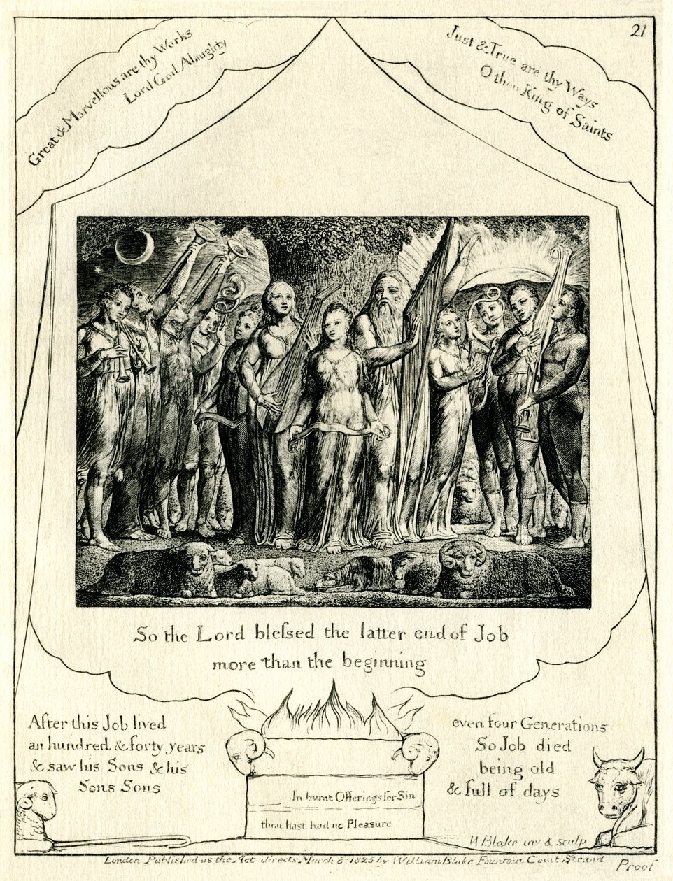Het Boek Job 42:12 (illustratie door William Blake) door William Blake