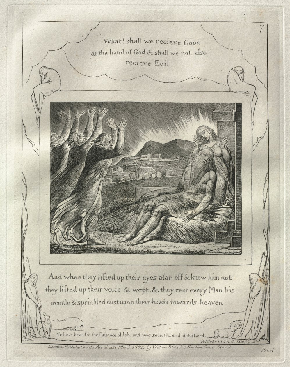 Het Boek van Job: Nr. 7, En toen ze hun ogen van verre ophieven en hem niet herkenden... door William Blake