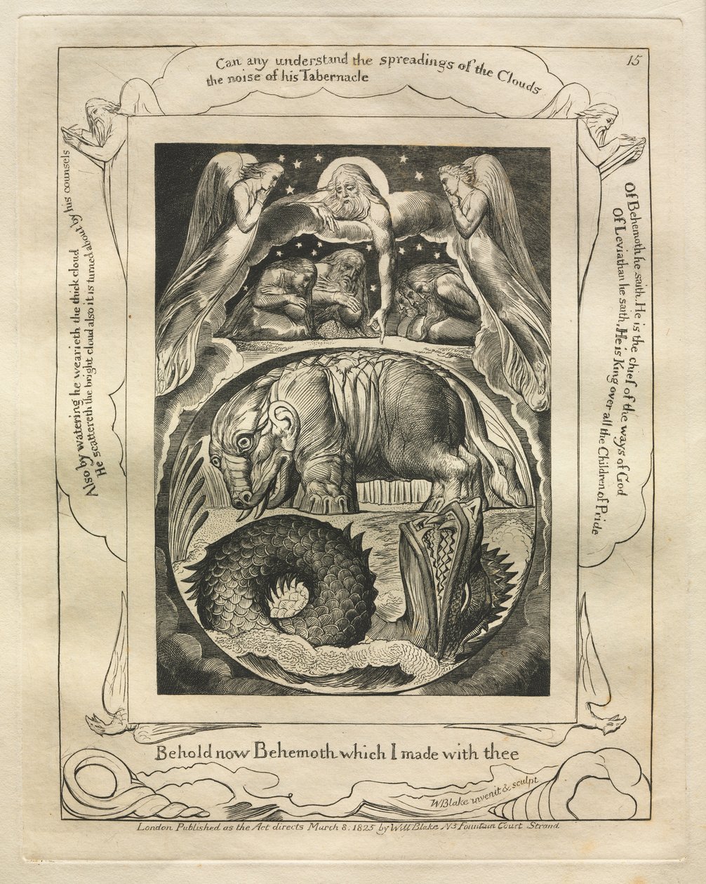 Het Boek van Job: Pl. 15, Zie nu Behemoth die ik met jou heb gemaakt door William Blake