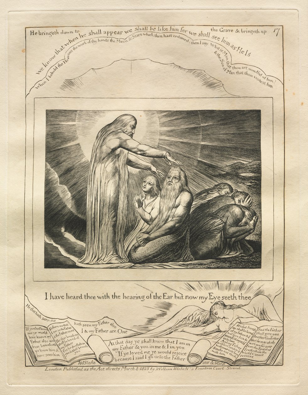 Het Boek van Job: Pl. 17, Ik heb je gehoord met het gehoor van het oor maar nu ziet mijn oog je door William Blake