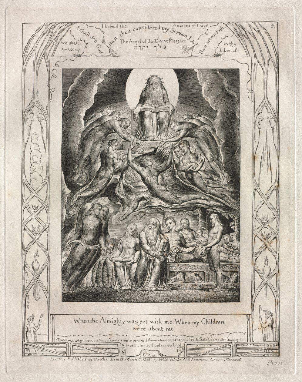 Het Boek Job: Pl. 2, Toen de Almachtige nog bij mij was, Toen mijn Kinderen / om mij heen waren door William Blake