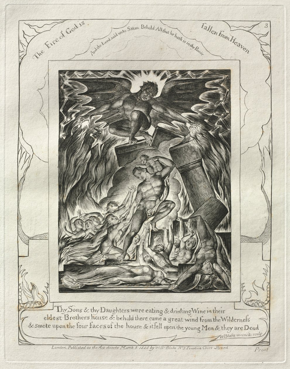 Het Boek Job: Pl. 3, Uw zonen en dochters aten en dronken wijn..., 1825 door William Blake