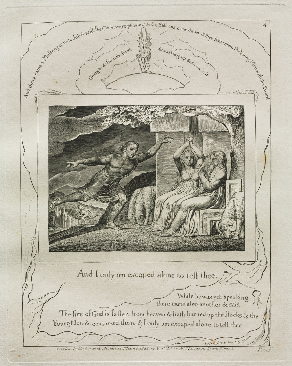 Het Boek Job: Pl. 4, En ik ben alleen ontsnapt om het je te vertellen door William Blake