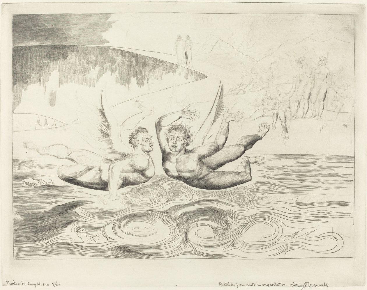 De kring van de corrupte ambtenaren, de duivels die elkaar aanvallen door William Blake