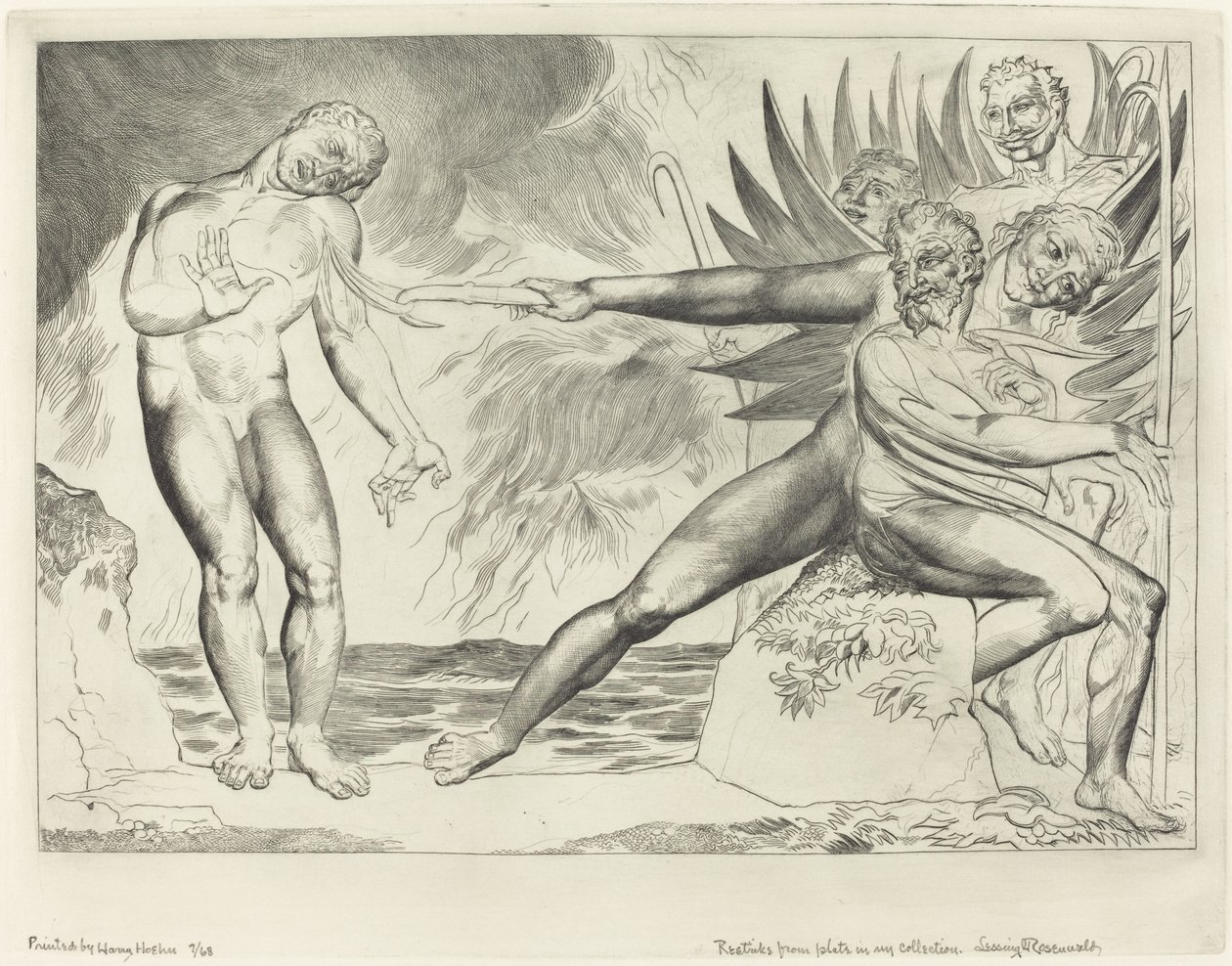 De Cirkel van de Corrupte Ambtenaren, de Duivels die Ciampolo Martelen door William Blake