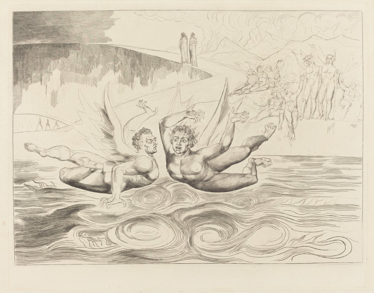 De Cirkel van de Corrupte Ambtenaren; de Duivels die Elkaar Aanvallen door William Blake