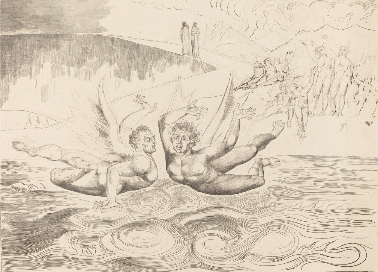 De Cirkel van de Corrupte Ambtenaren, de Duivels die Elkaar Aanvallen door William Blake