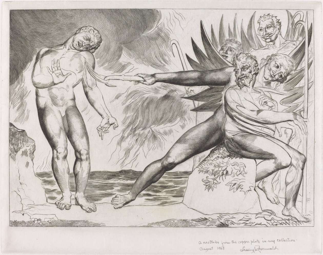 De Cirkel van de Corrupte Ambtenaren; de Duivels die Ciampolo Martelen door William Blake