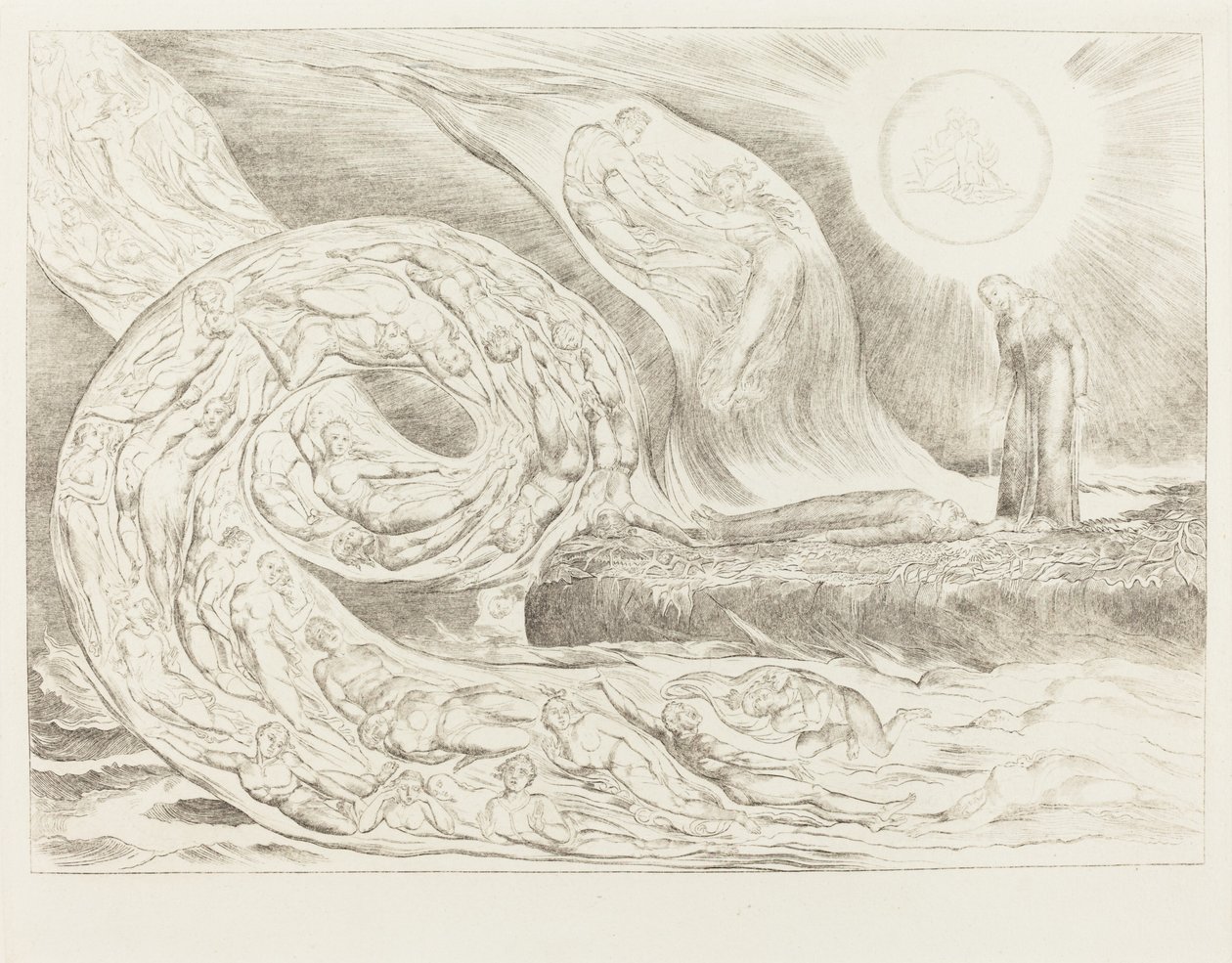 De cirkel van de wellustigen: Paolo en Francesca, 1827 door William Blake