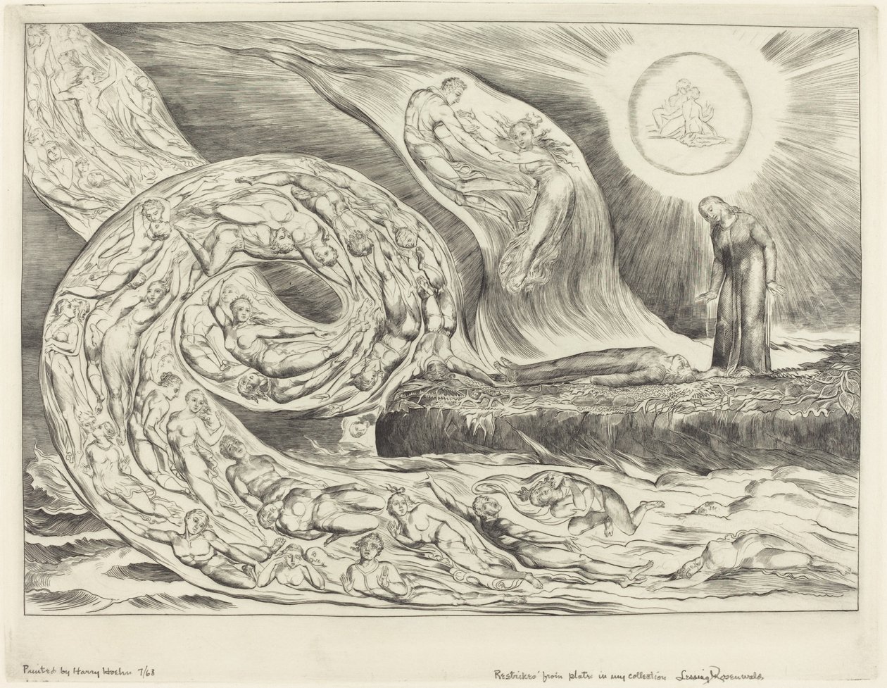 De kring van de wellustigen: Paolo en Francesca door William Blake