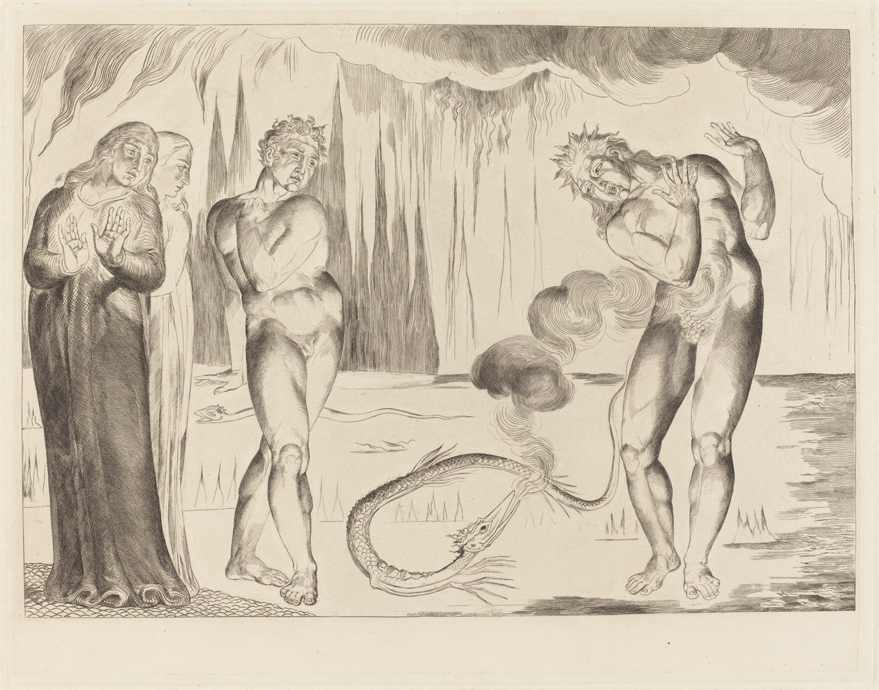 De Cirkel van de Dieven; Buoso Donati Aangevallen door de Slang door William Blake