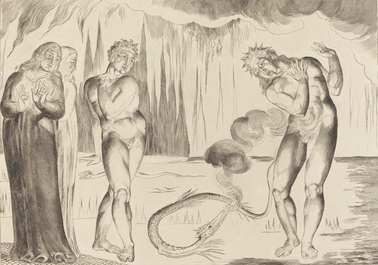 De Cirkel van de Dieven, Buoso Donati Aangevallen door de Slang door William Blake