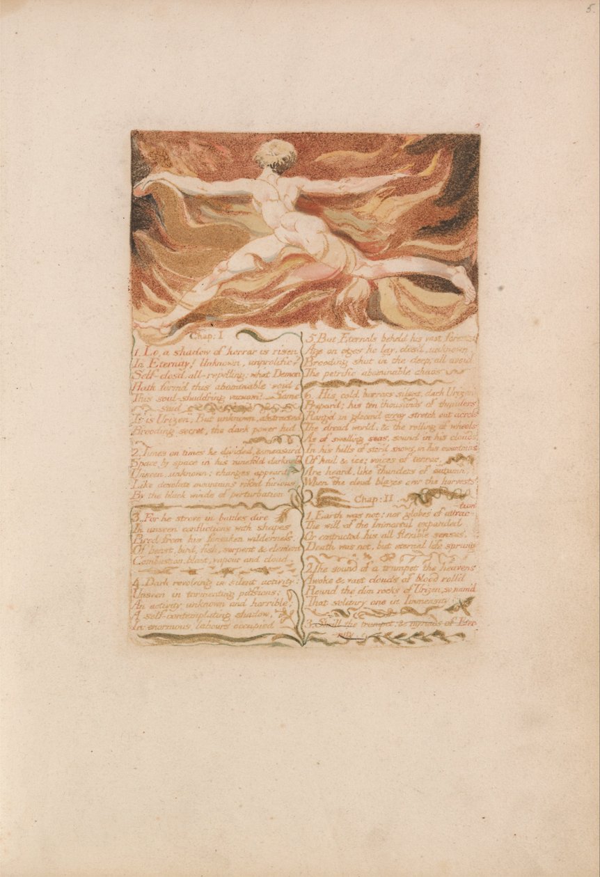 Het eerste boek van Urizen, Plaat 5, Hoofdstuk 1.... (Bentley 3) door William Blake