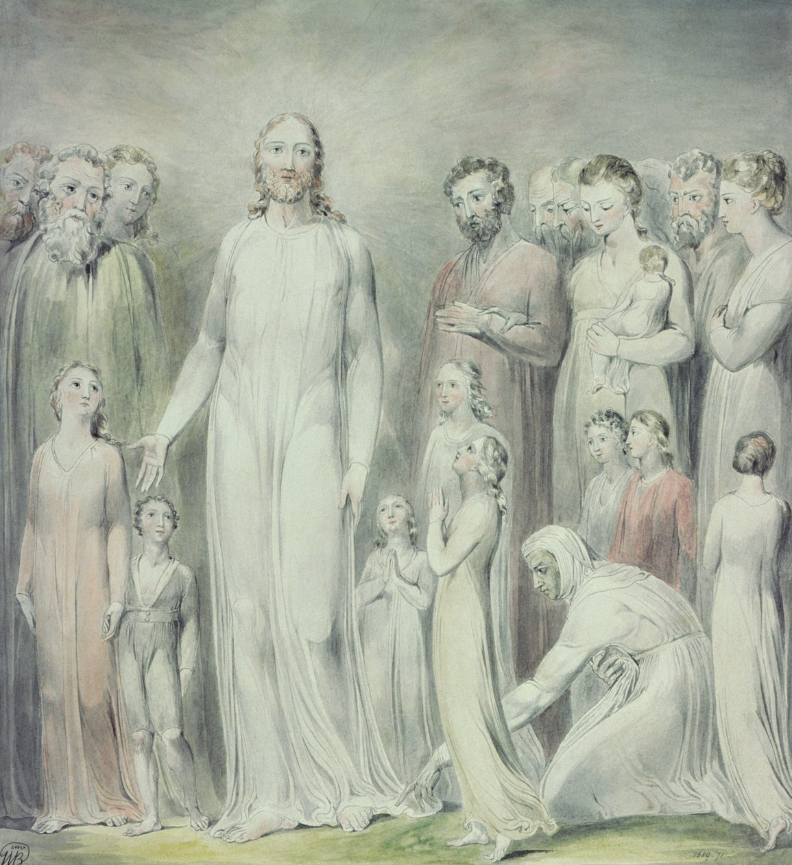 De genezing van de vrouw met bloedvloeiing door William Blake